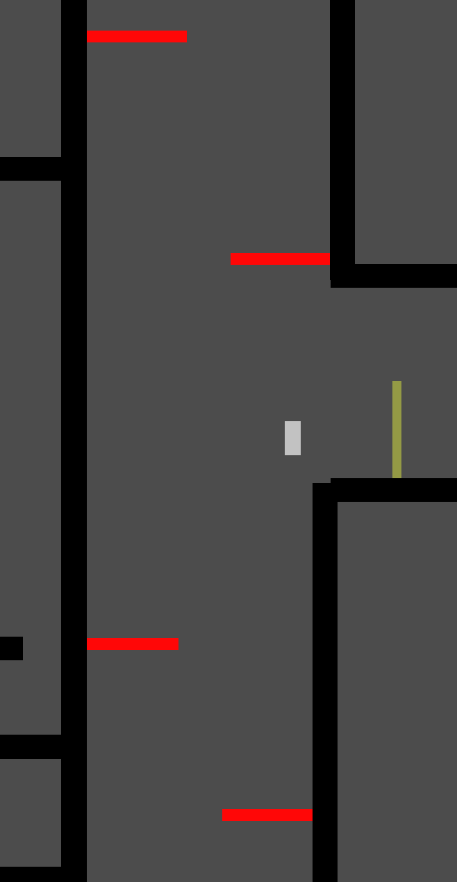 alternating hazard bars on a vertical climbing section