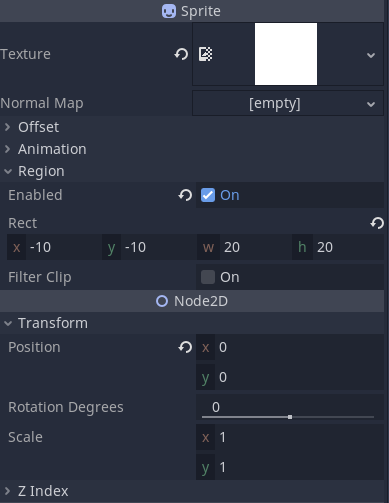 Godot region settings for a sprite